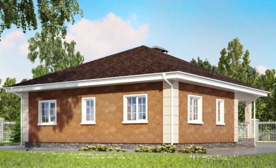 100-001-Л Проект одноэтажного дома, бюджетный домик из теплоблока Ермолино | Проекты одноэтажных домов от House Expert