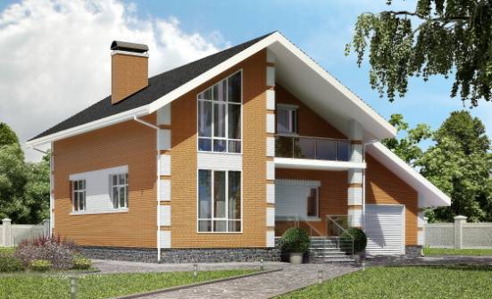 190-006-П Проект двухэтажного дома с мансардным этажом и гаражом, просторный дом из газобетона Ермолино | Проекты домов от House Expert