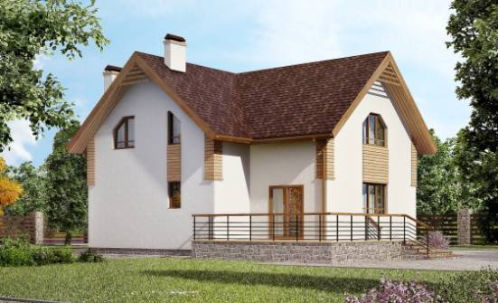 150-009-П  Проект двухэтажного дома мансардой, классический коттедж из блока Обнинск | Проекты домов от House Expert