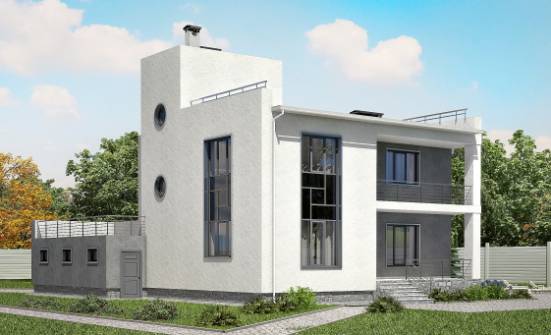 255-001-П Проект двухэтажного дома и гаражом, огромный дом из теплоблока Малоярославец | Проекты домов от House Expert