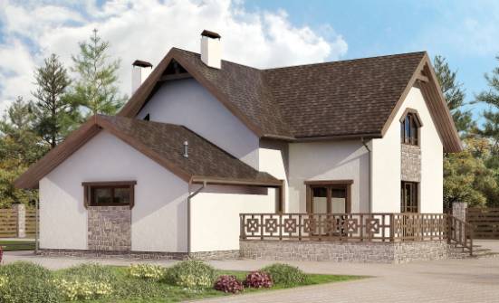 180-013-П Проект двухэтажного дома с мансардой и гаражом, уютный дом из бризолита Таруса | Проекты домов от House Expert