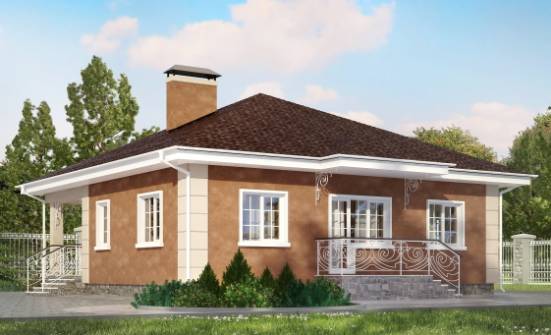 100-001-Л Проект одноэтажного дома, бюджетный домик из теплоблока Ермолино | Проекты домов от House Expert