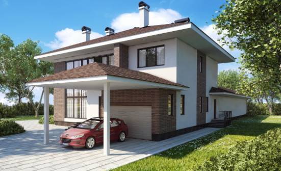 340-001-П Проект двухэтажного дома, гараж, классический домик из кирпича Таруса | Проекты домов от House Expert