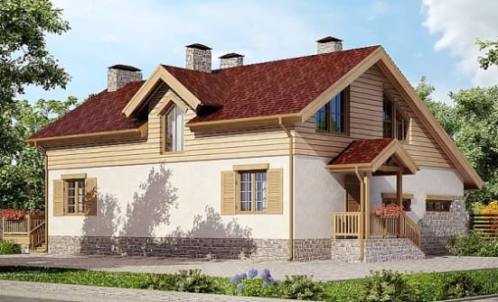 165-002-П Проект двухэтажного дома с мансардой и гаражом, небольшой коттедж из газобетона Калуга | Проекты домов от House Expert