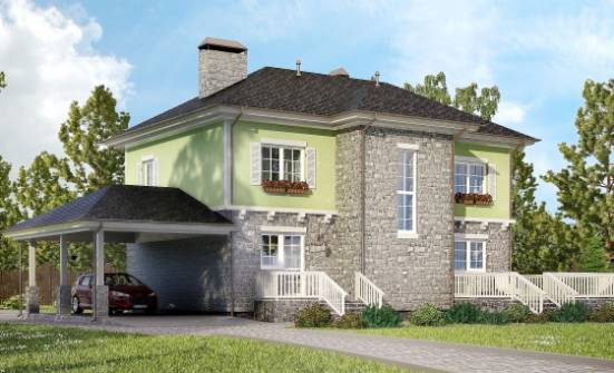 155-006-П Проект двухэтажного дома и гаражом, классический коттедж из бризолита Калуга | Проекты домов от House Expert