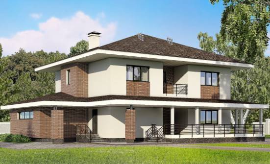 275-002-П Проект двухэтажного дома, гараж, современный коттедж из кирпича Ермолино | Проекты домов от House Expert
