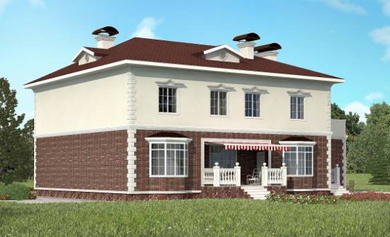 380-001-Л Проект двухэтажного дома и гаражом, уютный загородный дом из кирпича Людиново | Проекты домов от House Expert