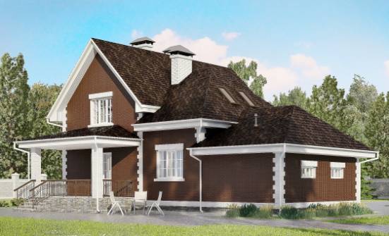 190-003-Л Проект двухэтажного дома с мансардным этажом и гаражом, современный дом из поризованных блоков Козельск | Проекты домов от House Expert