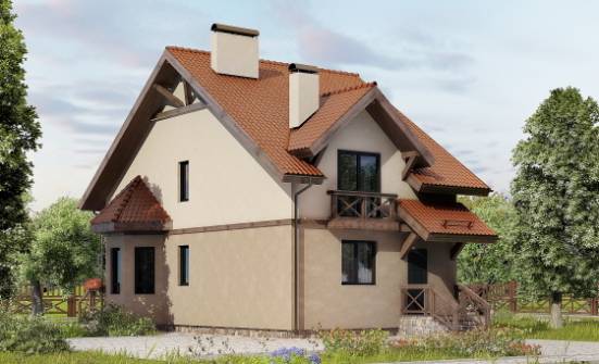 120-003-Л Проект двухэтажного дома с мансардным этажом, бюджетный коттедж из газобетона Боровск | Проекты домов от House Expert