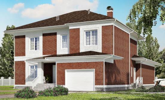 315-001-П Проект двухэтажного дома, гараж, уютный загородный дом из кирпича Малоярославец | Проекты домов от House Expert