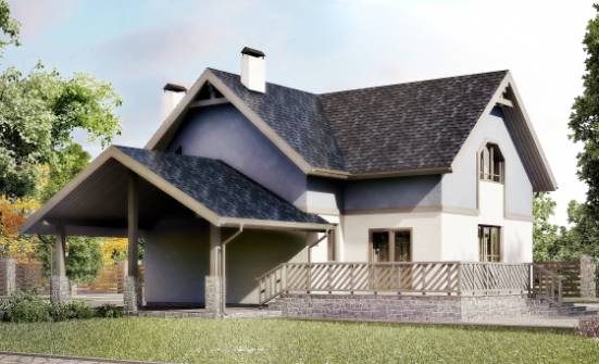 150-011-П Проект двухэтажного дома с мансардой и гаражом, недорогой домик из твинблока Калуга | Проекты домов от House Expert