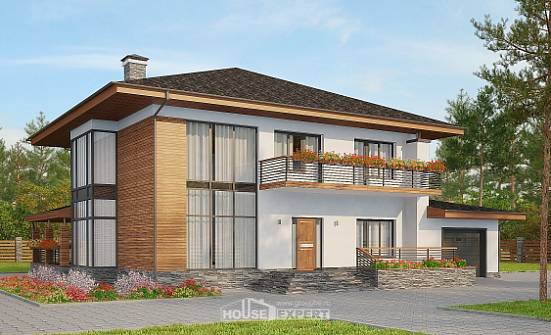 305-001-П Проект двухэтажного дома и гаражом, огромный домик из бризолита Таруса | Проекты домов от House Expert