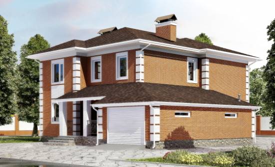 220-004-Л Проект двухэтажного дома, гараж, средний домик из кирпича Малоярославец | Проекты домов от House Expert