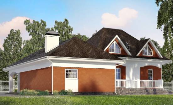 180-007-П Проект двухэтажного дома мансардой, гараж, бюджетный коттедж из пеноблока Малоярославец | Проекты домов от House Expert