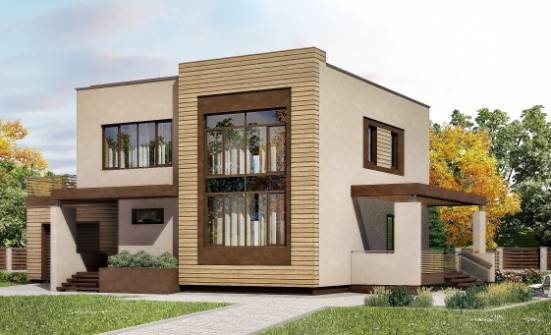 220-003-Л Проект двухэтажного дома и гаражом, просторный дом из газосиликатных блоков Ермолино | Проекты домов от House Expert