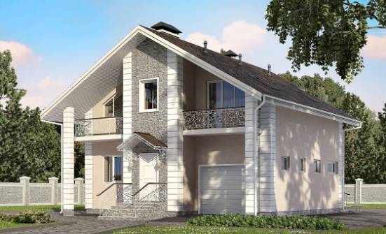 150-002-П Проект двухэтажного дома с мансардой и гаражом, доступный загородный дом из блока Калуга | Проекты домов от House Expert