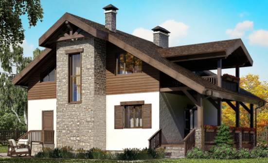 150-004-Л Проект двухэтажного дома мансардный этаж, красивый дом из бризолита Таруса | Проекты домов от House Expert
