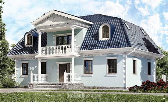 210-004-Л Проект двухэтажного дома мансардой, просторный дом из газосиликатных блоков Калуга | Проекты домов от House Expert