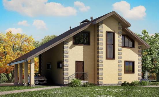150-003-П Проект двухэтажного дома мансардой, гараж, уютный домик из арболита Малоярославец | Проекты домов от House Expert