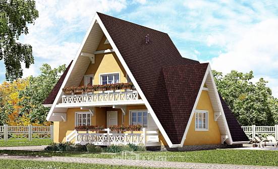 155-008-П Проект двухэтажного дома мансардой, доступный дом из дерева Балабаново | Проекты домов от House Expert