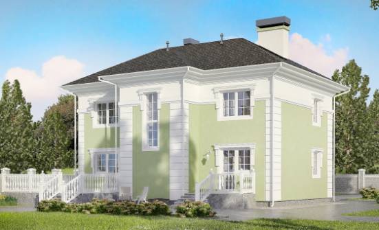 155-005-П Проект двухэтажного дома, компактный коттедж из твинблока Козельск | Проекты домов от House Expert