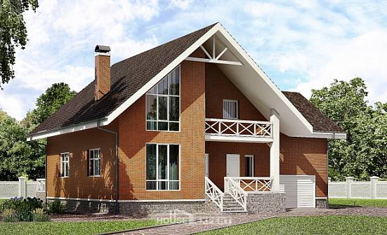 215-001-П Проект двухэтажного дома мансардный этаж, гараж, простой домик из бризолита Людиново | Проекты домов от House Expert