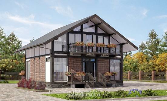 170-007-П Проект двухэтажного дома с мансардным этажом, уютный дом из бревен Козельск | Проекты домов от House Expert
