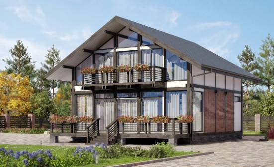 170-007-П Проект двухэтажного дома с мансардным этажом, уютный дом из бревен Козельск | Проекты домов от House Expert