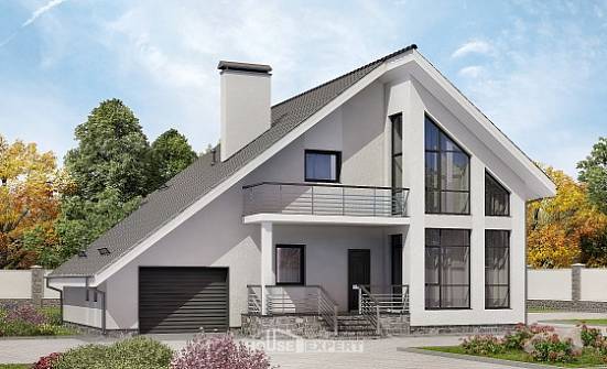 200-007-Л Проект двухэтажного дома мансардой и гаражом, красивый коттедж из арболита Калуга | Проекты домов от House Expert