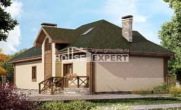 180-010-П Проект двухэтажного дома с мансардой, гараж, уютный домик из газобетона Козельск, House Expert