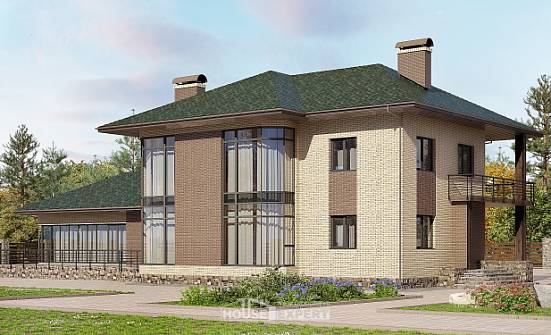 305-003-П Проект двухэтажного дома, современный загородный дом из пеноблока Козельск | Проекты домов от House Expert