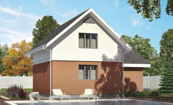 120-002-Л Проект двухэтажного дома мансардой и гаражом, недорогой домик из бризолита, Малоярославец