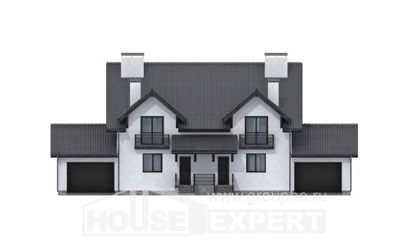 290-003-П Проект двухэтажного дома мансардой, классический загородный дом из блока Балабаново, House Expert