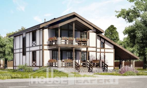 250-002-Л Проект двухэтажного дома с мансардой, гараж, просторный загородный дом из кирпича Ермолино, House Expert