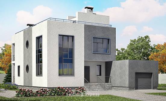 255-001-П Проект двухэтажного дома и гаражом, огромный домик из газобетона, Малоярославец