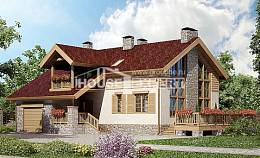165-002-П Проект двухэтажного дома с мансардой и гаражом, простой коттедж из блока Людиново, House Expert