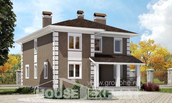 185-002-П Проект двухэтажного дома, доступный коттедж из теплоблока Малоярославец, House Expert