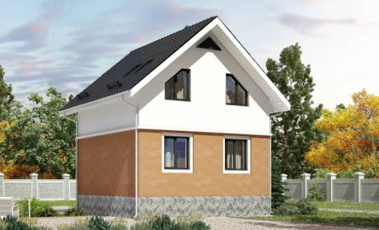 100-005-Л Проект двухэтажного дома с мансардным этажом, бюджетный домик из теплоблока, Людиново