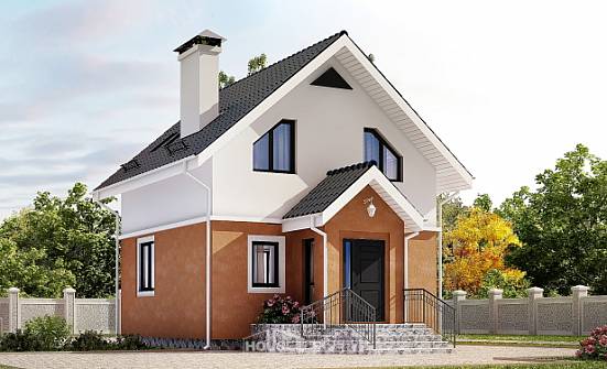 070-001-Л Проект двухэтажного дома мансардой, маленький коттедж из пеноблока Козельск | Проекты домов от House Expert