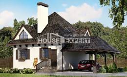 110-002-Л Проект двухэтажного дома с мансардой, гараж, бюджетный коттедж из твинблока Обнинск, House Expert