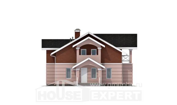 155-009-Л Проект двухэтажного дома мансардой, классический домик из пеноблока Калуга, House Expert