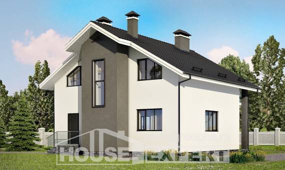 150-005-Л Проект двухэтажного дома мансардный этаж, небольшой дом из пеноблока Малоярославец, House Expert