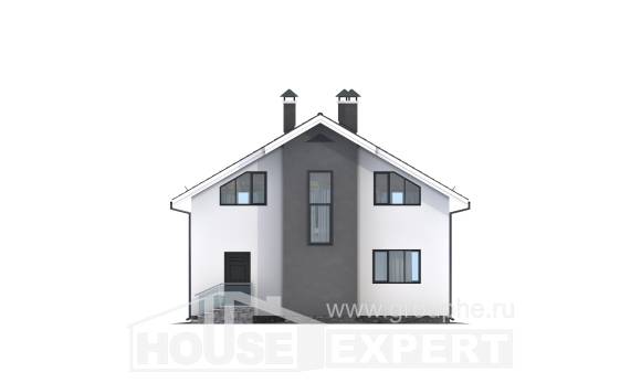 150-005-Л Проект двухэтажного дома мансардой, бюджетный домик из арболита Боровск, House Expert