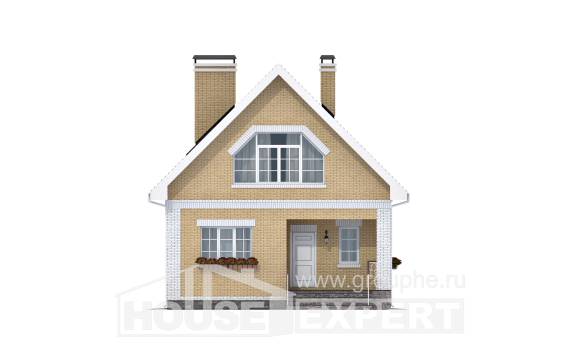 130-004-П Проект двухэтажного дома с мансардой, бюджетный коттедж из теплоблока, Малоярославец