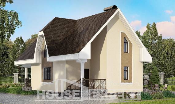 125-001-Л Проект двухэтажного дома с мансардой, простой домик из поризованных блоков Таруса, House Expert