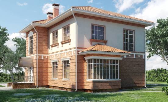 285-001-Л Проект двухэтажного дома и гаражом, классический дом из кирпича, Балабаново