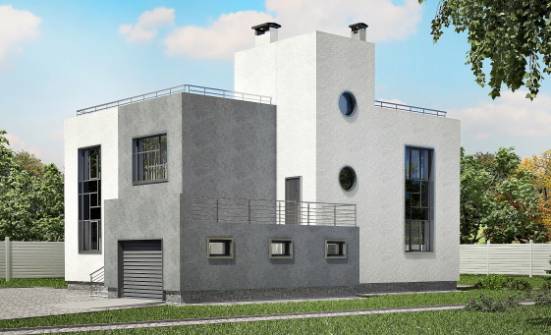 255-001-П Проект двухэтажного дома и гаражом, огромный домик из газобетона, Малоярославец