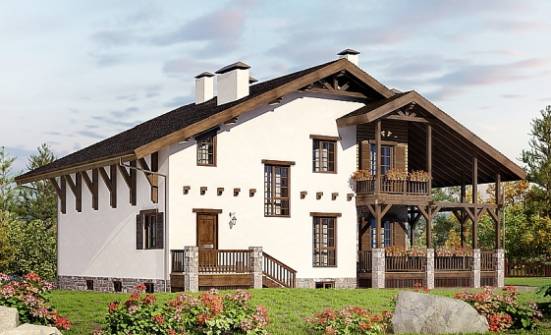 400-004-П Проект трехэтажного дома мансардой, гараж, классический загородный дом из кирпича Обнинск | Проекты домов от House Expert
