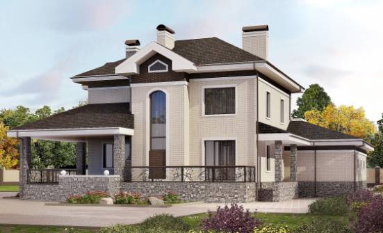 365-001-Л Проект трехэтажного дома и гаражом, просторный дом из кирпича Козельск | Проекты домов от House Expert