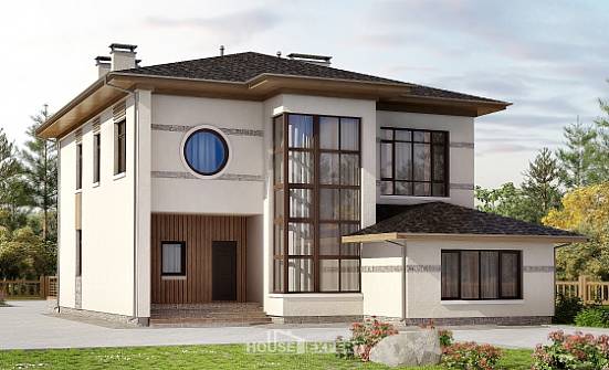 345-001-П Проект двухэтажного дома, красивый загородный дом из блока Малоярославец | Проекты домов от House Expert